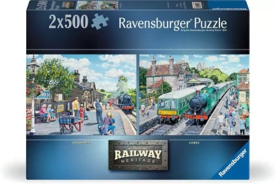 Ravensburger 2x500 - Trevor Mitchell, Railway Heritage No.1 - Corfe Station & Oakworth Station