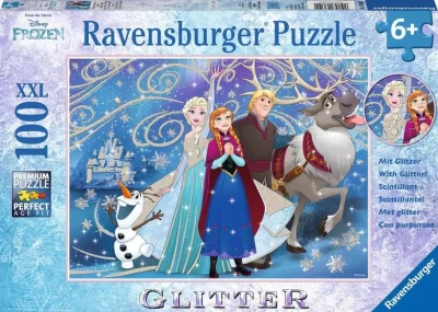 Ravensburger 100 XXL - Glitter, Kraina Lodu -Błyszczący śnieg