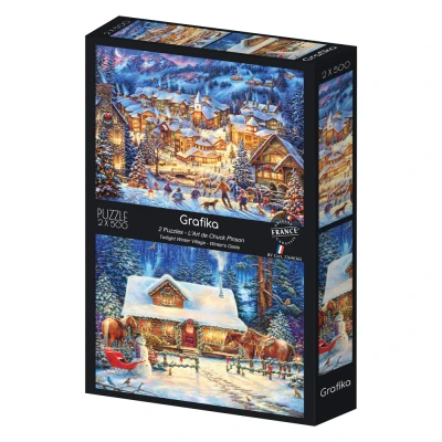 Grafika 2x500 - Chuck Pinson, Twilight Winter Village- Winter's Oasis