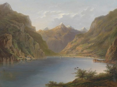 Grafika 2000 - Hermann Ottomar Herzog: Lake Lucerne,  1882 (Jezioro Czterech Kantonów)