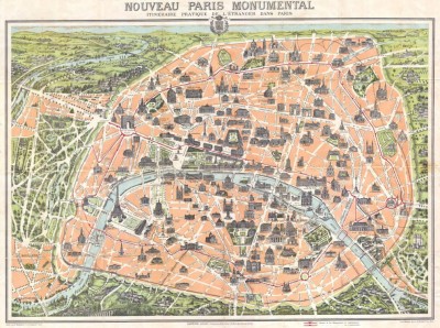 Grafika 2000 - Map of Paris Monumental, 1900 (Mapa Paryża)