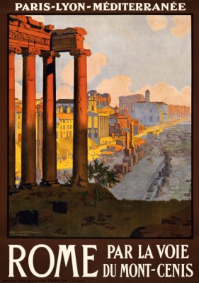 Grafika 1000 - Railways Poster - Rome by the way of Mont-Cenis, 1920 ( Plakat kolejowy - Rzym drogą Mont-Cenis )