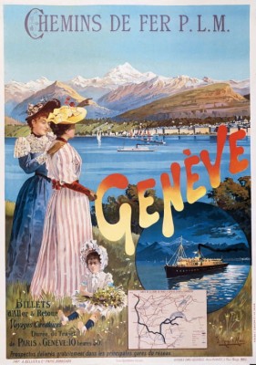 Grafika 1000 - Poster for P.L.M. Railways: Paris - Geneva , 1895 ( Plakat dla P.L.M. Koleje: Paryż - Genewa )