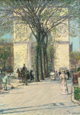 Grafika 1000 - Childe Hassam : Washington Arch, Spring, 1890 (Łuk Waszyngtoński, Wiosna, 1890)