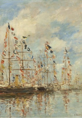 Grafika 1000 - EugĂ¨ne Boudin - Yacht Basin in Trouville, Deauville, 1895/1896 (Basen jachtowy w Trouville, Deauville)