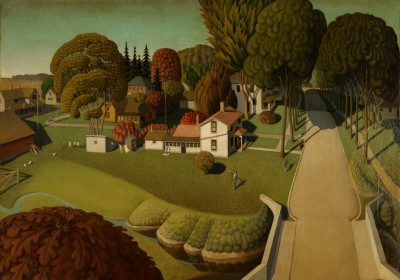 Grafika 1000 - Grant Wood : Birthplace of Herbert Hoover - West Branch - Iowa, 1931 (Miejsce urodzenia Herberta Hoovera - West Branch - Iowa)
