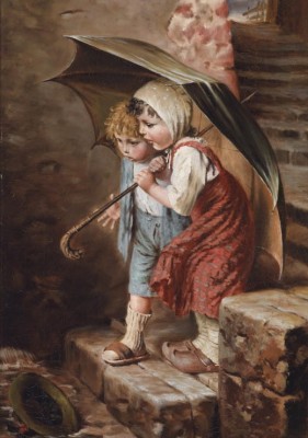 Grafika 1000 - Hermann von Kaulbach : The surprise, 1906 (Niespodzianka)
