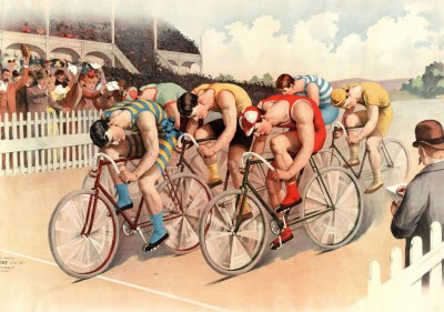 Grafika 1000 - Illustration - Cycling race, 1895 (Wyścig rowerzystów)