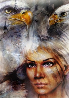 Grafika 1000 - The Woman, the Eagle and the Horse (Kobieta, orzeł i koń)