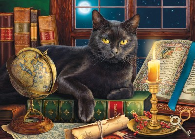 SunsOut 500 XXL - Black Cat by Candlelight