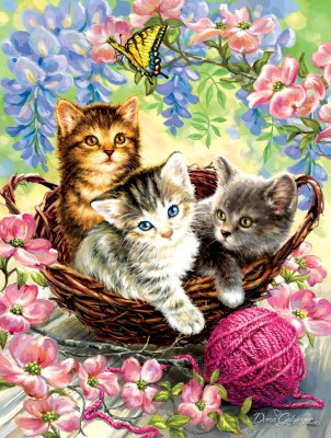 SunsOut 500 - Dona Gelsinger - Kittens and Flowers
